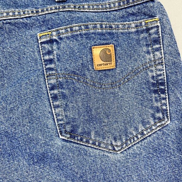 Vintage Carhartt Jeans B17 Relaxed Fit Blue Mens 38 Denim Zip Logo - Picture 15 of 16